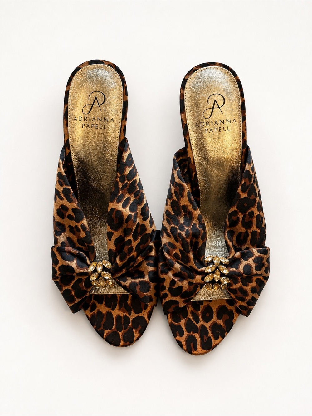 Adrianna Papell Leopard-Print Bow Slide Sandals - Black & Brown